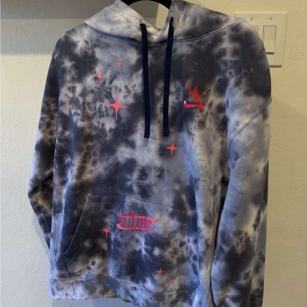 Nike Blue and Pink Tie-Dye Hoodie